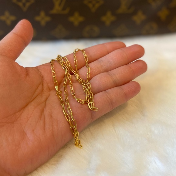 🚫SOLD🚫 REAL Saudi 18K Gold Paperclip Necklace 19.5” - Picture 3 of 7